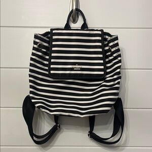 Kate Spade Black and White Striped Backpack